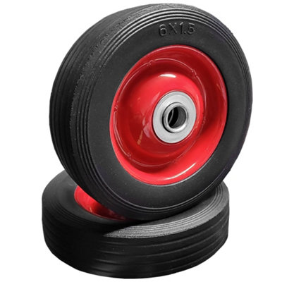 Pack of 2 6" Solid Wheels for Sack Truck / Trolly / Cart 6 Inch Wheels 12mm Roller Bearings - 7