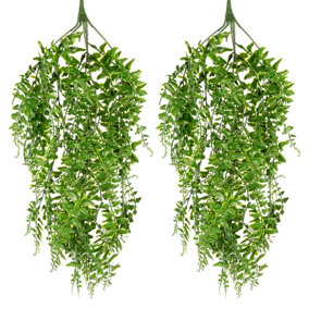 Pack Of 2 Artificial Plastic Hanging Plants 80cm