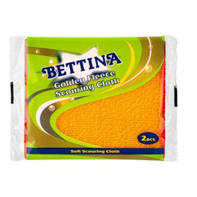 Pack of 2 Bettina Golden Fleece Scouring Cloths Washing Up Scrubbing Cloths
