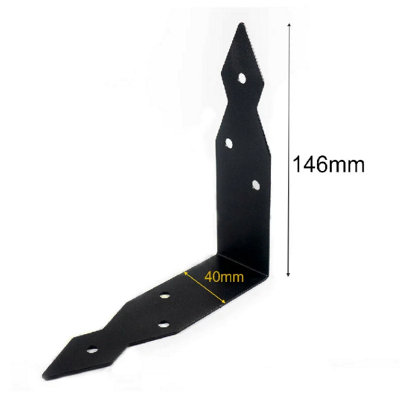 Pack of 2 Black Decorative Right Angle Brackets L Shape Corner Repair Braces