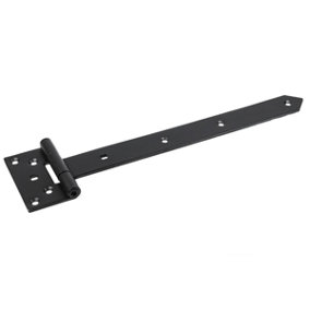 Pack of 2 -  Black Heavy Duty 4mm Thick Tee Gate Hinges Shed Door Hinges 500mm