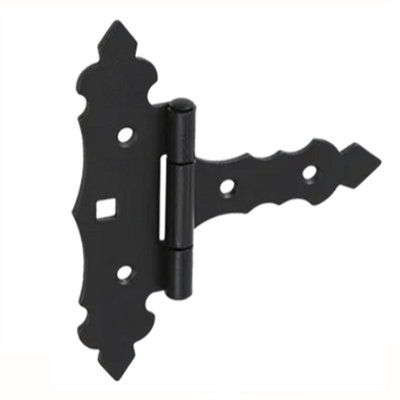 Pack of 2 Black Ornamental Decorative Gate Hinges Door Hinges Shed