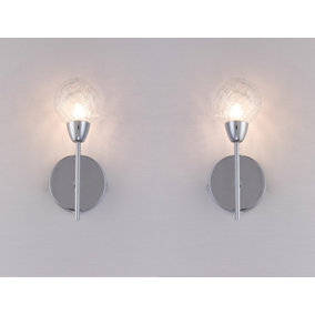 Pack of 2 BOLLA Wall Lights, Polished Chrome, On and Off Switch, BULBS NOT INCLUDED