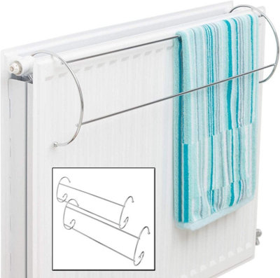 Pack of 2 Chrome Twin Radiator Clothes Airers Durable 2-Bar Indoor Towel Drying Rails