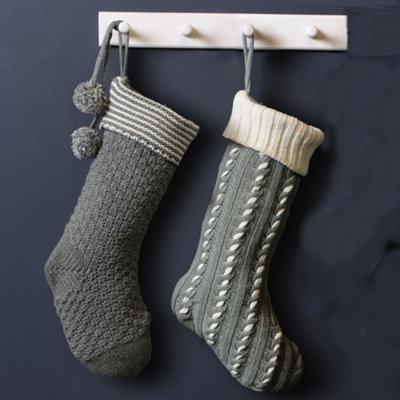 Pack of 2 Chunky Knit Xmas Gift Decoration Christmas Stocking Price Comparisons | Compare The Build
