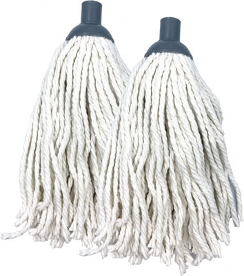 Pack of 2 Cotton Replacement Mop Heads - Screw Fit Cotton Mop Head with a Plastic Socket