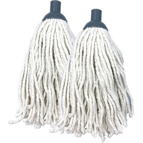 Pack of 2 Cotton Replacement Mop Heads - Screw Fit Cotton Mop Head with a Plastic Socket