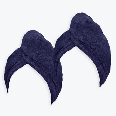 Pack of 2 Cotton Towelling Hair Wrap - Navy Price Comparisons | Compare The Build
