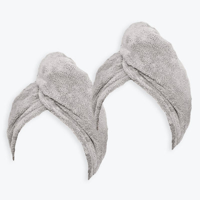 Pack of 2 Cotton Towelling Hair Wrap - Silver Price Comparisons | Compare The Build