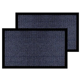 Pack of 2 Door Mat Dirt Floor and Kitchen Doormats Super Absorbent - Durable, and Reusable for Home and Office (Blue, 40 x 60cm)