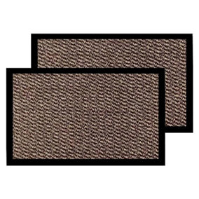Pack of 2 Door Mat Dirt Floor and Kitchen Doormats Super Absorbent - Durable, and Reusable for Home and Office (Brown, 40 x 60cm)