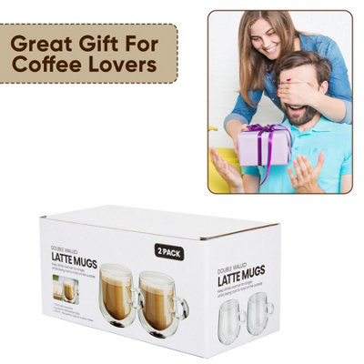Pack Of 2 Double Walled Latte Cups 275ML