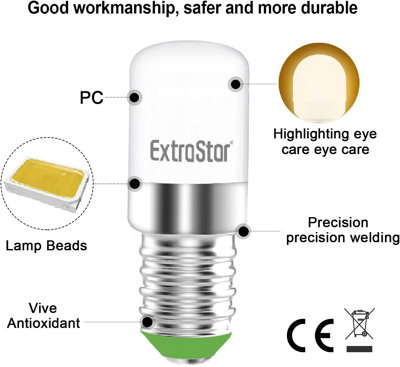 Pack of 2 E14 Non-Dimmable Mini LED Bulbs, 3000K Warm White