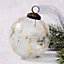 Pack of 2 Extra Large Clear with Gold Foil 4" Crackle Glass Christmas Ornament