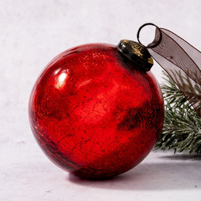 Large red deals glass christmas ornaments