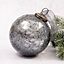 Pack of 2 Extra Large Slate 4" Crackle Glass Christmas Bauble