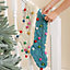 Pack of 2 Fairtrade Cream & Blue Pom Pom Xmas Gift Decoration Christmas Stocking