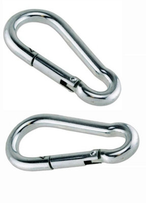 Pack of 2 fiXte BZP Steel Snap Hooks Spring Latch Carabina Heavy Duty M10 3/8 Inch