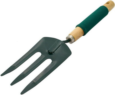 Pack Of 2 Garden Hand Fork Tool Gardening Planting Handle Grip Wooden Digging