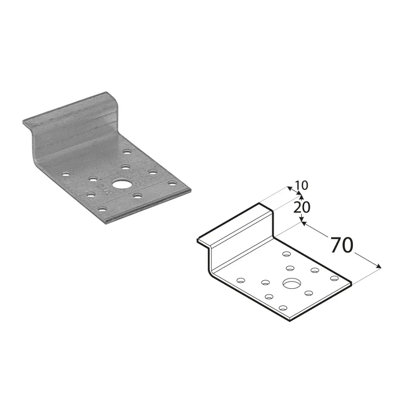 Pack of 2 Heavy Duty 2.5mm Galvanised Z Shape Angle Bracket 70x20x10mm