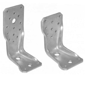 Pack of 2 - Heavy Duty 4mm Thick Galvanised Angle Bracket Concrete to Timber Connector Corner Brace 135x65mm