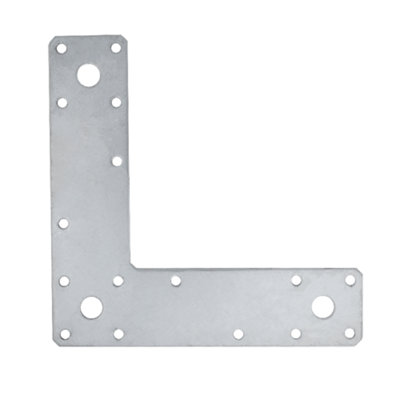 Pack of 2 - Heavy Duty Galvanised Flat Corner Plate L Shape 90 Degree Right Angle Bracket Mending Brace Jointing Plate 150x150x38m