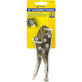 Pack Of 2 Locking Pliers 5 Inch Grips Heavy Duty Curved Mole Nickel Plated 125Mm