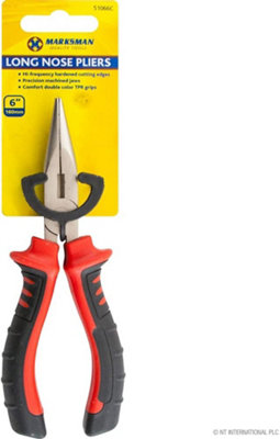 Pack Of 2 Long Nose Plier Needle Pinch Nosed 6 Inch Wire Cutters Hand Tool Grip Handles