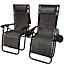 Pack of 2 Multi Position Garden Gravity Relaxer Chair Sun Loungers with Sun Canopy in Grey