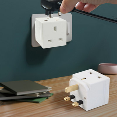 Pack Of 2 Multi-purpose Block Socket Splitter Mains 2 Way Gang Wall Adaptor Plug 13amp