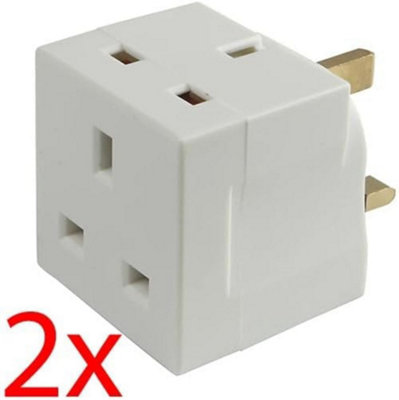 Pack Of 2 Multi-purpose Block Socket Splitter Mains 2 Way Gang Wall Adaptor Plug 13amp - 4