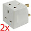 Pack Of 2 Multi-purpose Block Socket Splitter Mains 2 Way Gang Wall Adaptor Plug 13amp