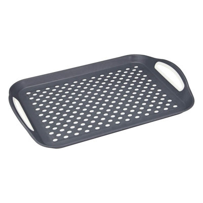 Pack of 2 Non-Slip Serving Trays, Rectangular with Easy-Grip Handles ...
