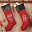 Pack of 2 Nordic Heart and Tree Xmas Gift Decoration Christmas Stocking