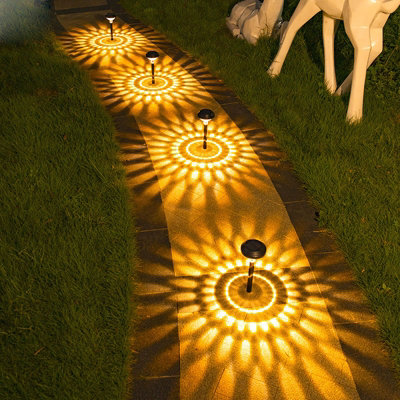 Pack of 2 Outdoor Patio Lawn Solar Ground Plug Ambient Lights
