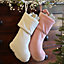 Pack of 2 Pink &  White Velvet Xmas Gift Decoration Christmas Stocking