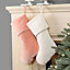 Pack of 2 Pink &  White Velvet Xmas Gift Decoration Christmas Stocking