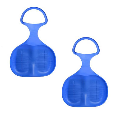 Pack of 2 Plastic Snow Skimmer Bump Sled - All Blue