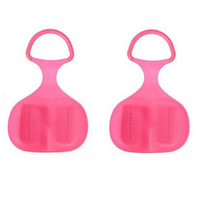 Pack of 2 Plastic Snow Skimmer Bump Sled - All Pink