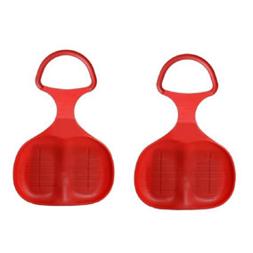 Pack of 2 Plastic Snow Skimmer Bump Sled - All Red
