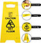 Pack of 2 Portable A Frame Wet Floor Sign with Caution Wet Floor Imprint - Bright Yellow
