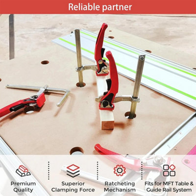 Pack of 2 Quick Ratchet Track Saw Guide Rail Clamps for MFT Tables ...