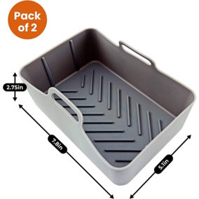 Pack of 2 Rectangle Reusable Easy Clean Silicone Air Fryer Liners Pot Basket Tray