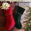 Pack of 2 Red & Green Velvet Xmas Gift Decoration Christmas Stocking