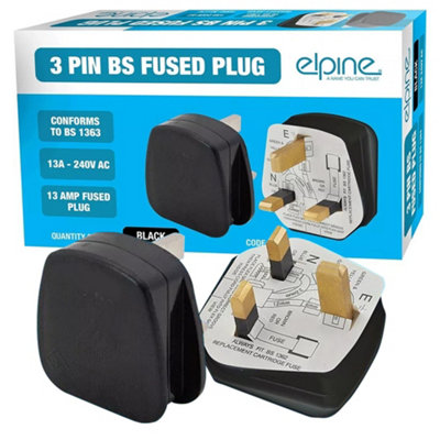 Pack Of 2 Replacement Mains Plug Electric Socket Fused Power Adapter 3 ...