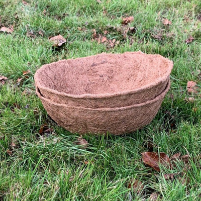 Pack of 2 Round Coco Hanging Basket Planter Liner (35cm) DIY at B&Q