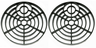 Pack of 2 Round Gulley Grid Drain Cover Grate Lid. Heavy Duty PVC. 150mm x 150mm / 6 Inch. Black