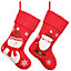 Pack of 2 Santa Claus & Snowman Children's Tree Decoration Christmas Gift Bag Christmas Stocking