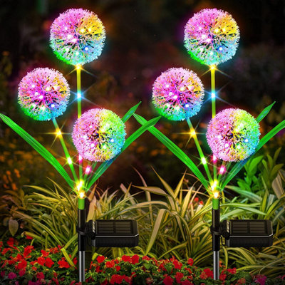 Pack of 2 Solar Dandelion Outdoor Garden Patio Lights | DIY at B&Q