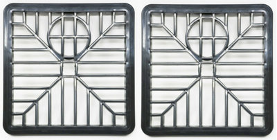 Pack of 2 Square Gulley Grid Drain Cover Grate Lid. Heavy Duty PVC. 150mm x 150mm / 6 Inch. Black